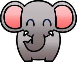 quirky gradient shaded cartoon elephant vector