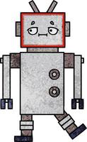 robot de dibujos animados de textura grunge retro vector