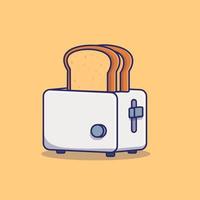 Bread and toaster cartoon vector icon isolated object