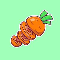 rebanadas de zanahoria pegatina dibujos animados vector icono objeto aislado