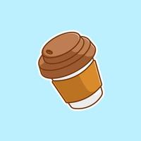 Brown Coffee cup paper cartoon vector icon isolated object