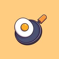 floating Egg and cooking pan cartoon vector icon isolated object