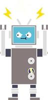 flat color retro cartoon robot vector