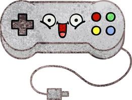 controlador de juego de dibujos animados de textura grunge retro vector