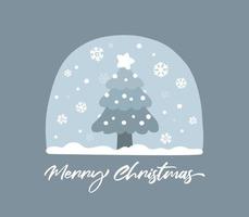 concepts monotone christmas tree with snow and snowflake background vector