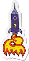 sticker of a cartoon space rocket vector