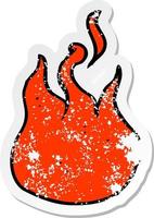 retro distressed sticker of a cartoon flame symbol vector