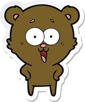 sticker of a laughing teddy  bear cartoon vector