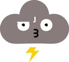 flat color retro cartoon storm cloud vector