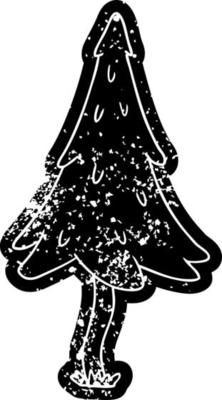 grunge icon drawing of woodland pine trees