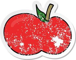 distressed sticker of a cartoon apple vector