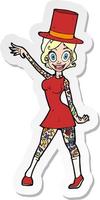 sticker of a cartoon woman with tattoos vector