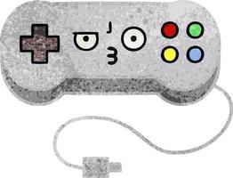 controlador de juego de dibujos animados de textura grunge retro vector