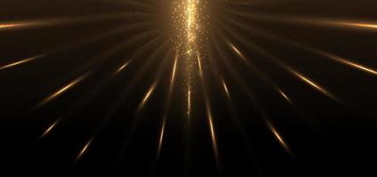 Abstract elegant gold glowing line with lighting effect sparkle on black background. vector