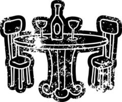 grunge icon drawing dinner table and drinks vector