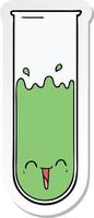 sticker of a cartoon happy test tube vector