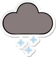 sticker of a cute cartoon storm snow cloud vector