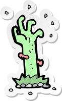 sticker of a cartoon zombie rising from grave vector