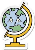 sticker of a cute cartoon globe of the world vector