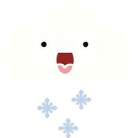 flat color retro cartoon snow cloud vector