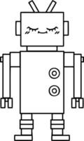 line drawing cartoon robot vector