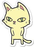 sticker of a cartoon cat with bright eyes vector