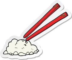 sticker of a cartoon chopsticks and rice vector