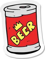 sticker of a cartoon beer can vector