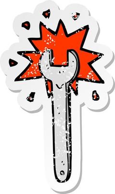 retro distressed sticker of a cartoon spanner