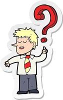 sticker of a cartoon school boy with question vector