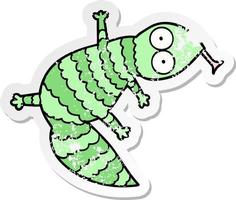 distressed sticker of a cartoon lizard vector