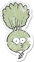 distressed sticker of a cartoon vegetable vector