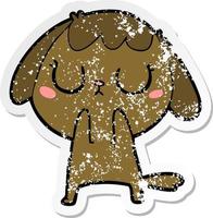 distressed sticker of a cute cartoon dog vector