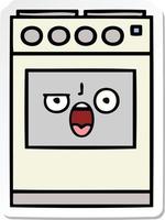 sticker of a cute cartoon kitchen oven vector