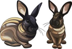 A set of cartoon drawn animals. Rabbit breed of Cinnamon. vector