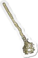 retro distressed sticker of a cartoon broomstick vector
