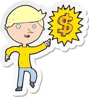 sticker of a cartoon man with money idea vector