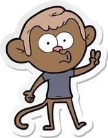 sticker of a cartoon hooting monkey vector