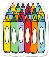 sticker of a cartoon crayons vector