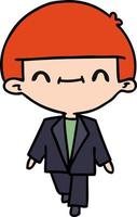 cartoon of cute kawaii boy in suit vector