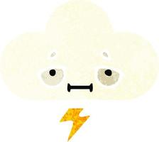 retro illustration style cartoon thunder cloud vector