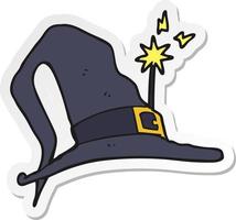 sticker of a cartoon witch hat vector