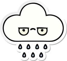 sticker of a cute cartoon rain cloud vector