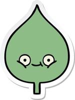 sticker of a cute cartoon expressional leaf vector