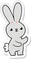 sticker of a cute cartoon rabbit vector