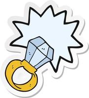 sticker of a cartoon huge engagement ring vector