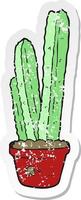 retro distressed sticker of a cartoon cactus vector