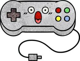 controlador de juego de dibujos animados de textura grunge retro vector