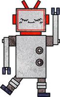 robot de dibujos animados de textura grunge retro vector