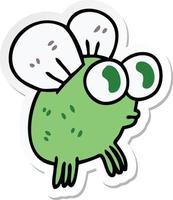 sticker of a quirky hand drawn cartoon fly vector